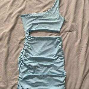 SHEIN Light Blue One-Shoulder Mini Dress